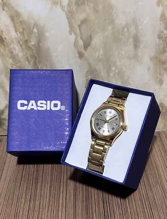 Casio dorado metálica esfera plateada
