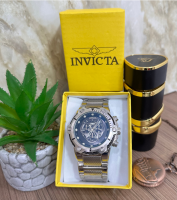 INVICTA PLATEADO FONDO NEGRO ARO TEJIDO