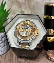 JOEFOX DOBLE HORA BICOLOR BORDE DORADO