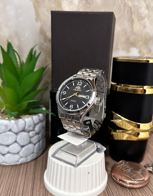 ORIENT METALICO PLATEADO ESFERA NEGRA