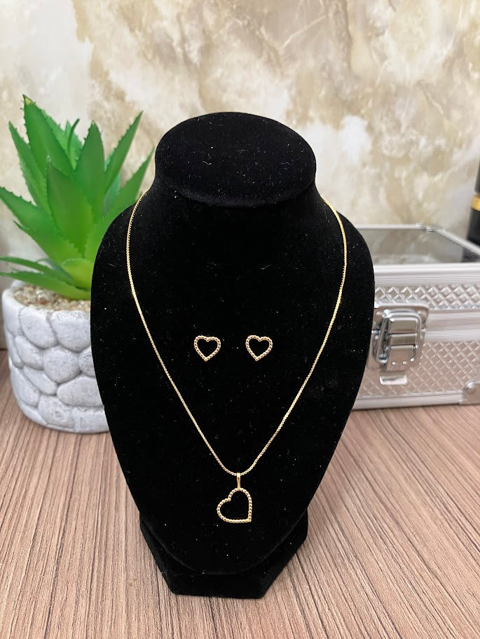 JUEGO SILUETA CORAZON ENTROCHADO VENE 45CM ORO LAMINADO