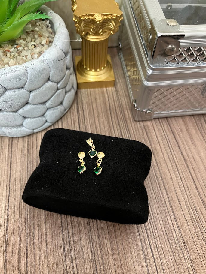 JUEGO CORAZON BISEL PQÑ ORO LAMINADO