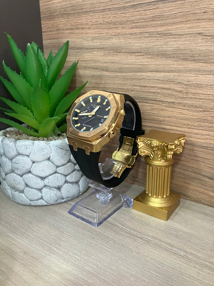 RELOJ CASIO SHOK NEGRO Y DORADO