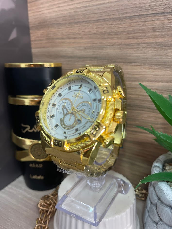 INVICTA CABALLERO DORADO TALCO BLANCO
