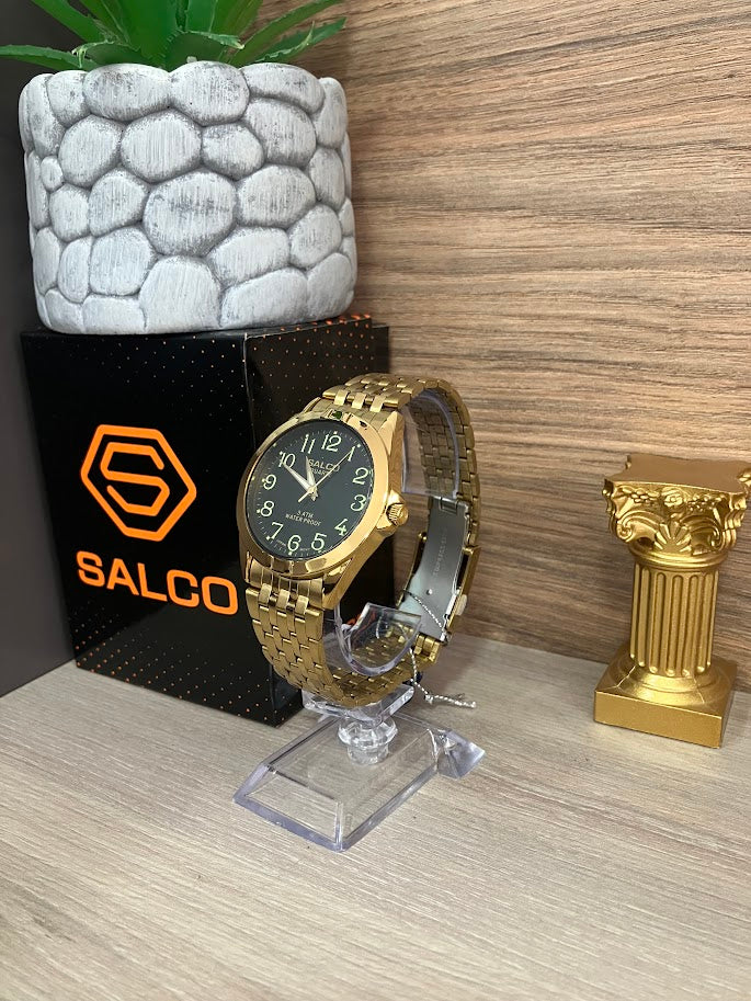 RELOJ SALCO CABALLERO DORADO MANILLA ESTERA