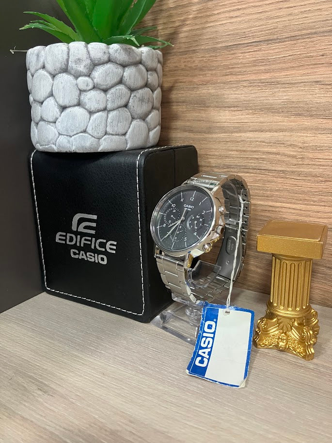 CASIO ORIGINAL PLATEADO ESFERA NEGRA METALICO