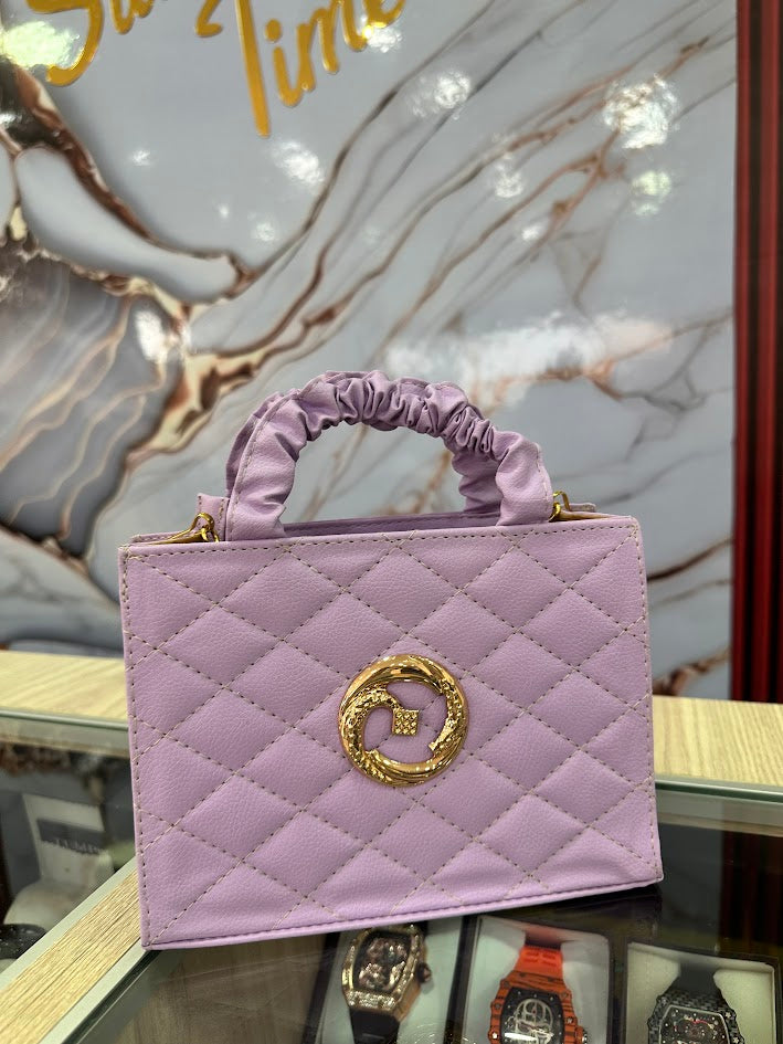 BOLSO MORADO CUADRO TEJIDO
