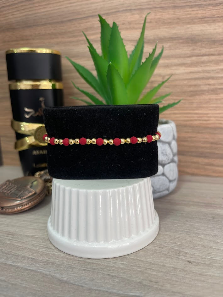 PULSERA ROJA ORO LAMINADO 4MM NEOPRENO