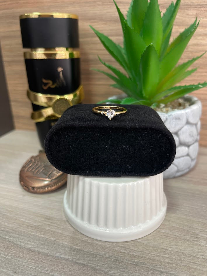 ANILLO SOLITARIO CORAZON MINI CIRCON ORO LAMINADO
