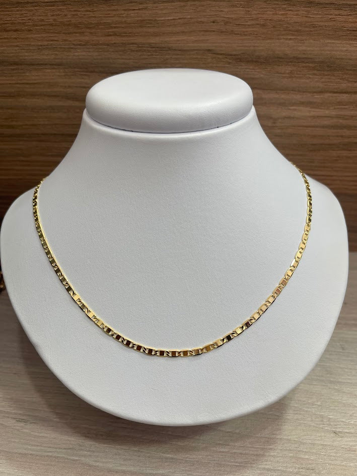 CADENA PLANA DIAMANTADA 3MM 50CM ORO LAMINADO