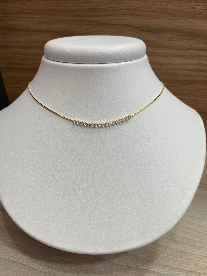 GARGANTILLA PIEDRA OVALOS 40CM ORO LAMINADO