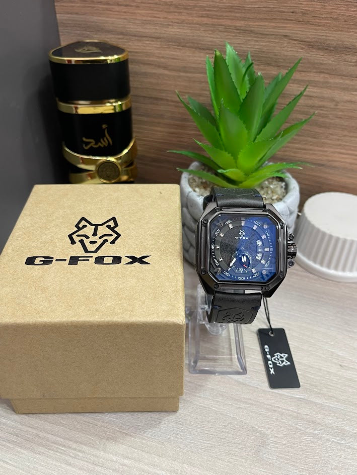 RELOJ G-FOX CUADRADO GRIS OSCURO MANILLA CUERO