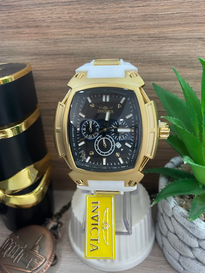 INVICTA RECTANGULAR BLANCO Y DORADO