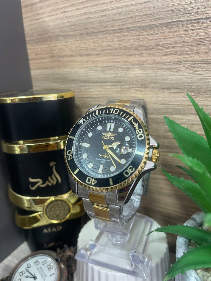 RELOJ INVICTA CABALLERO BICOLOR ESFERA NEGRA