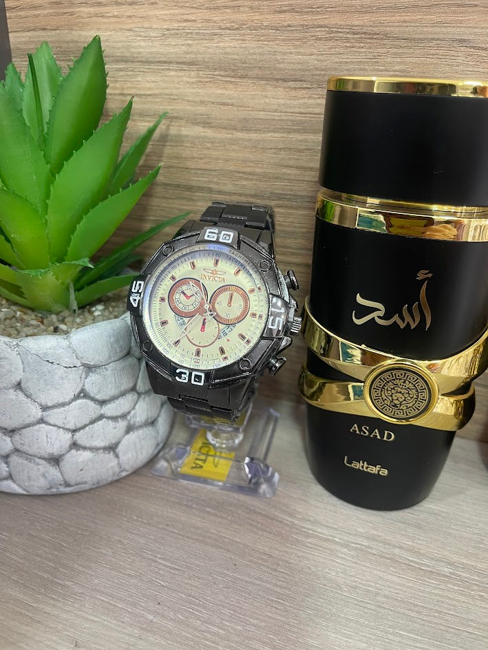 RELOJ INVICTA NEGRO Y BEISH INCLUYE CAJA
