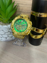 RELOJ INVICTA CABALLERO DORADO FONDO VERDE
