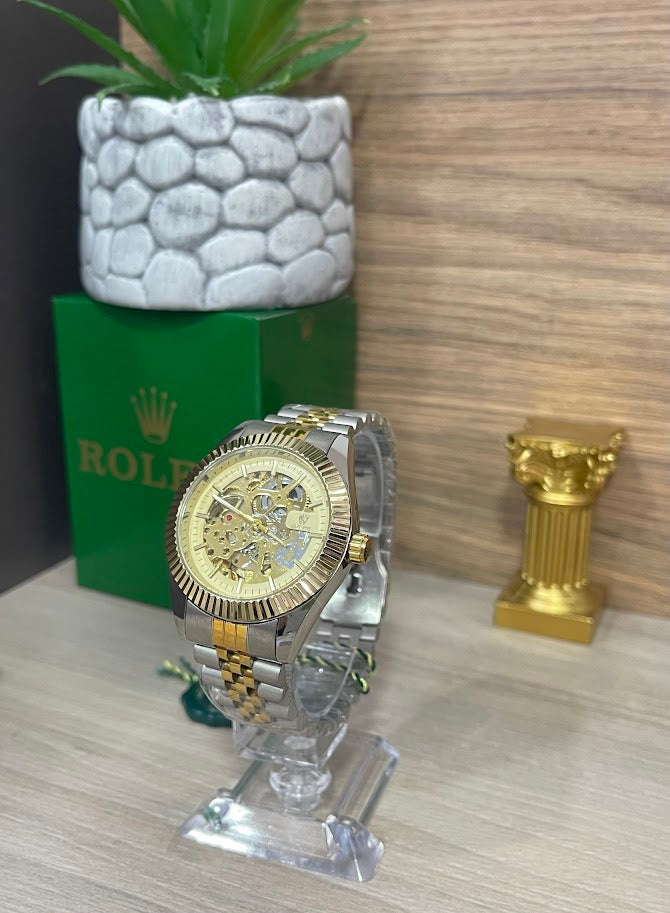 RELOJ ROLEX CABALLERO CORAZON ABIERTO BICOLOR