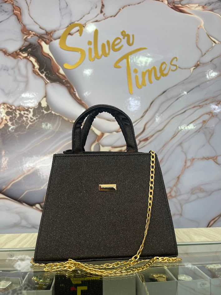 BOLSO NEGRO ESCARCHADO CADENA
