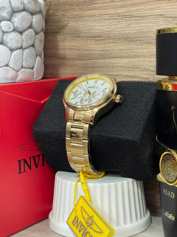 INVICTA ORIGINAL DAMA DORADO ESFERA BLANCA