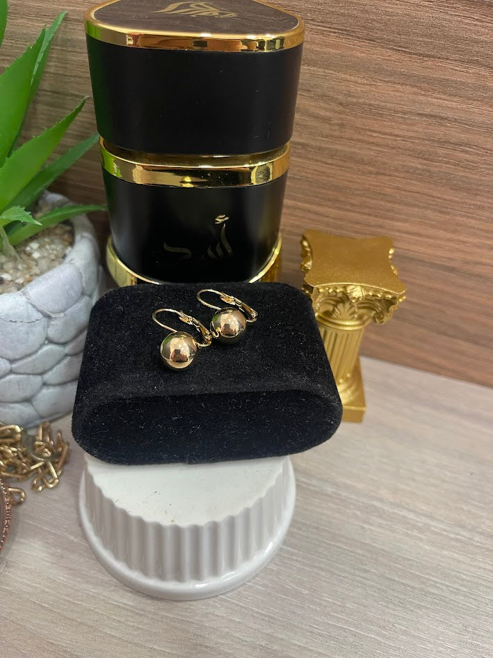 ARETE GANCHO BALIN FIJO 10MM ORO LAMINADO