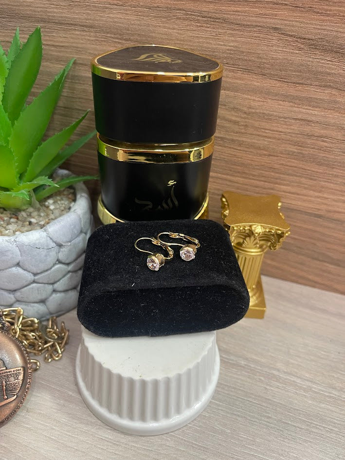 ARETE GANCHO CIRCON BISEL FIJO ORO LAMINADO