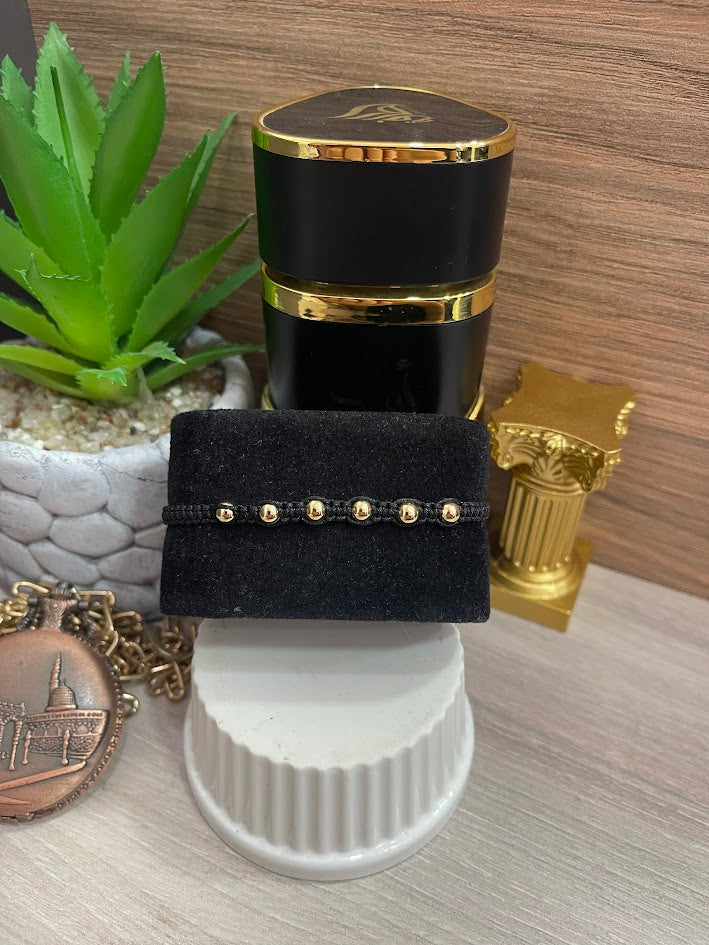 PULSERA TEJIDA BALIN 5MM X6 PUNTAS 4MM ORO LAMINADO