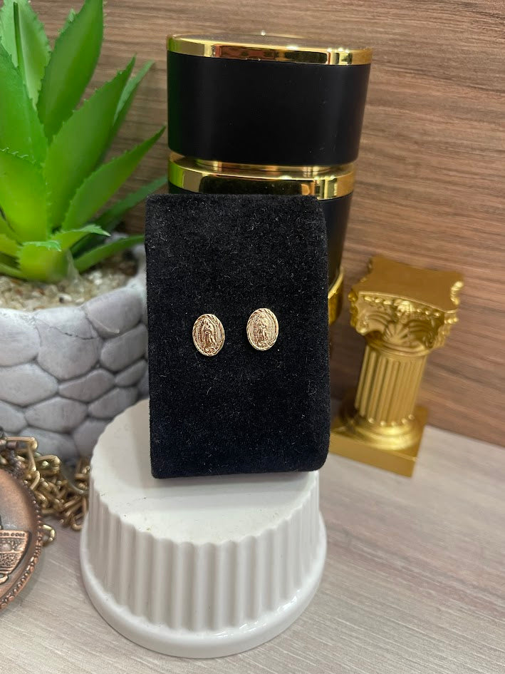 TOPO GUADALUPE BISEL TORNEADO 7X10MM ORO LAMINADO