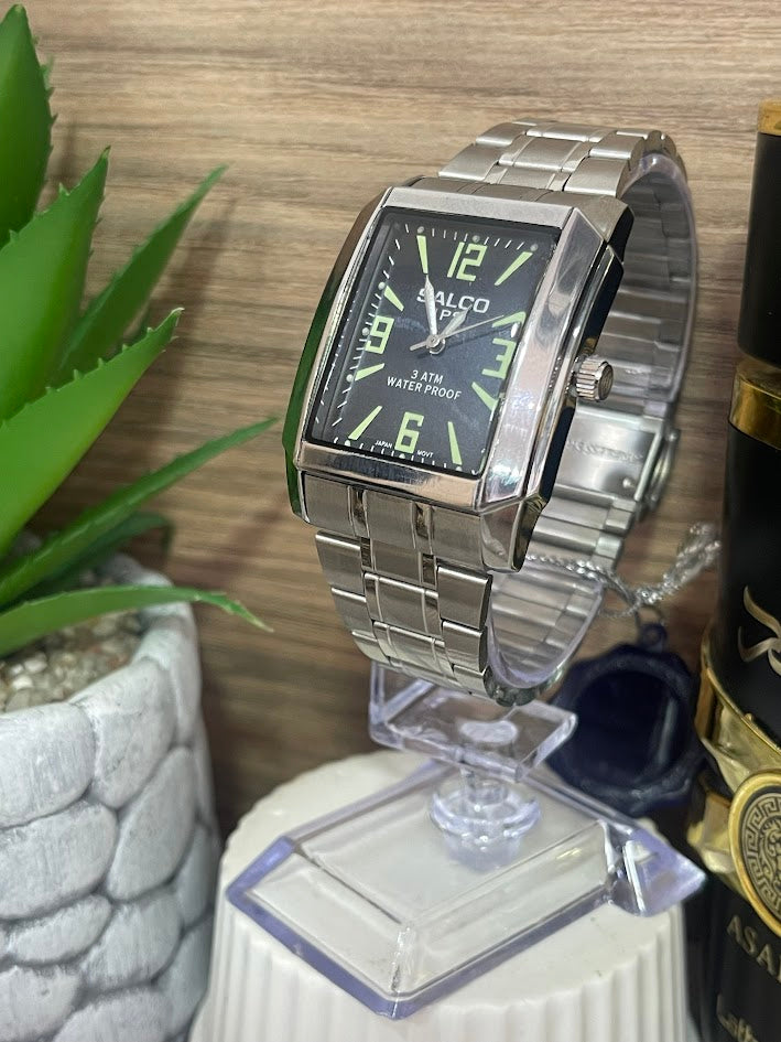 RELOJ SALCO CABALLERO PLATEADO CUADRADO