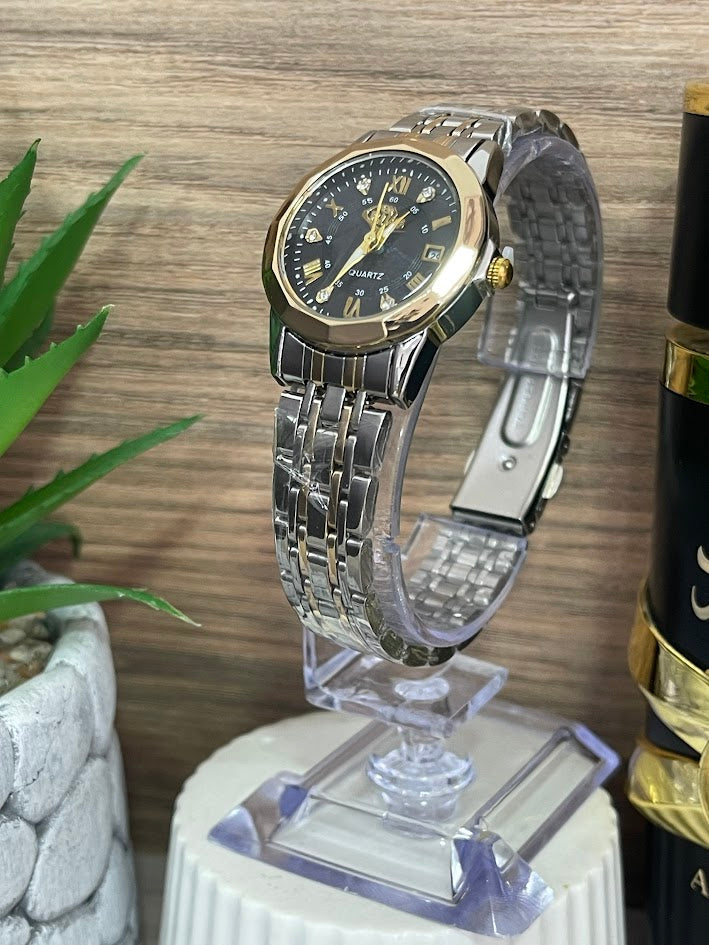 RELOJ DAMA BICOLOR ESFERA NEGRA