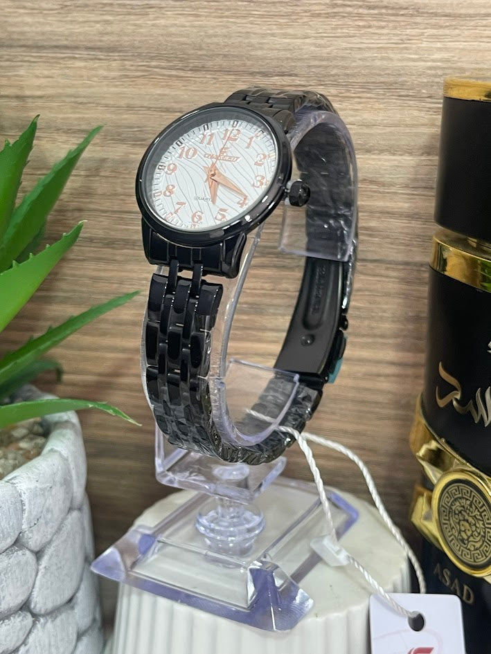 RELOJ CHAXIGO DAMA NEGRO ESFERA BLANCA