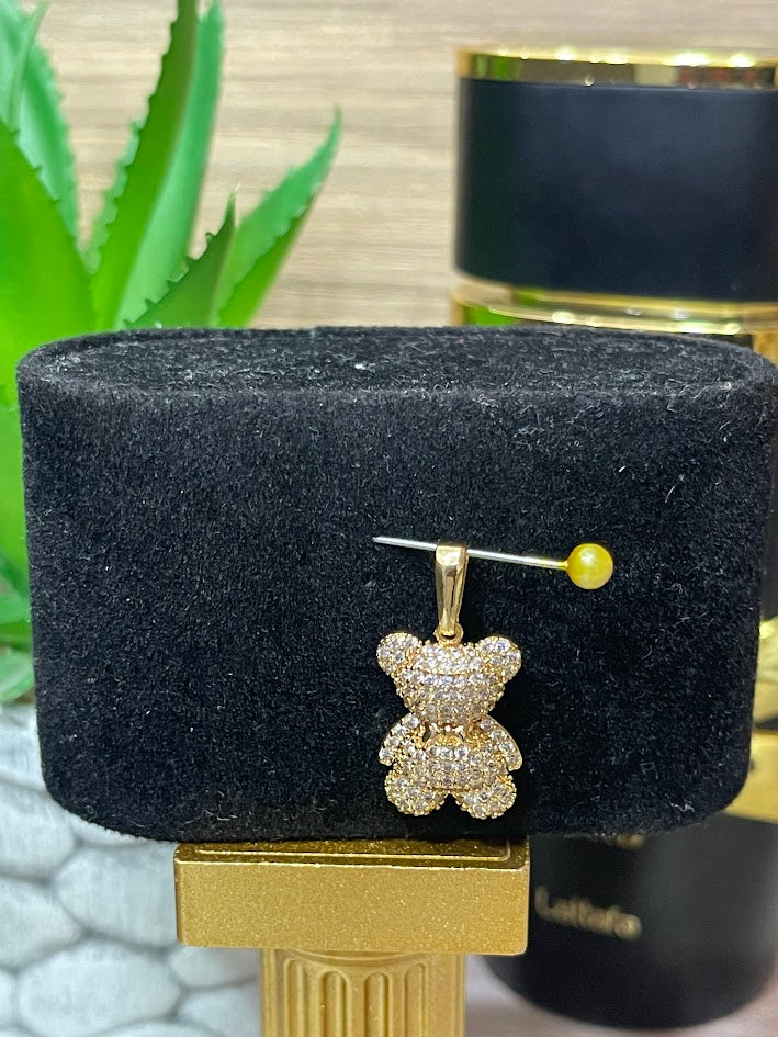 DIJE FIGURA OSO CORBATIN LISO 13X26MM ORO LAMINADO