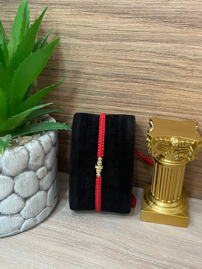 PULSERA DIAM 3MM X2 4MMX2 RONDELA ROJA