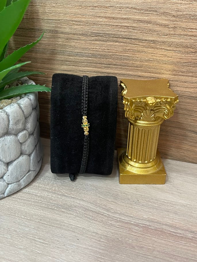 PULSERA DIAM 3MM X2 4MMX2 RONDELA NEGRA