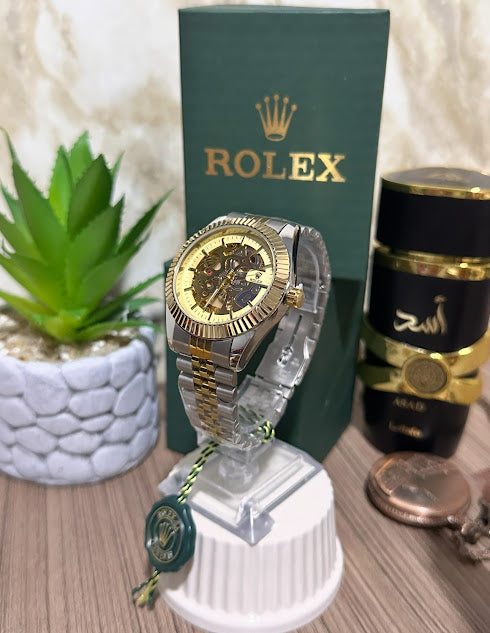 Rolex Bicolor Esfera Dorada Semiautomático Abierto