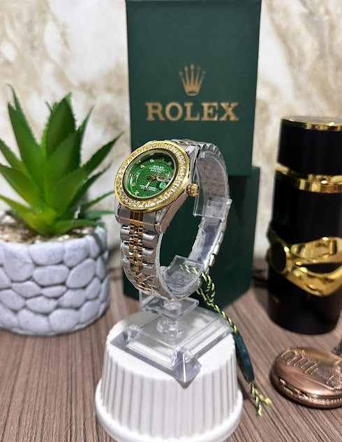 Rolex Bicolor Dama Esfera Verde Diamantado