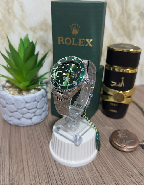 Rolex Plateado Esfera Verde