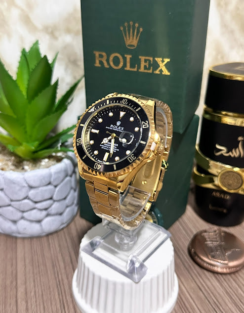 Rolex Dorado Esfera Negra Semiautomático