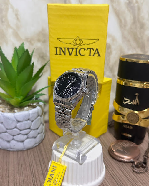 Invicta Plateado Dama Esfera Negra