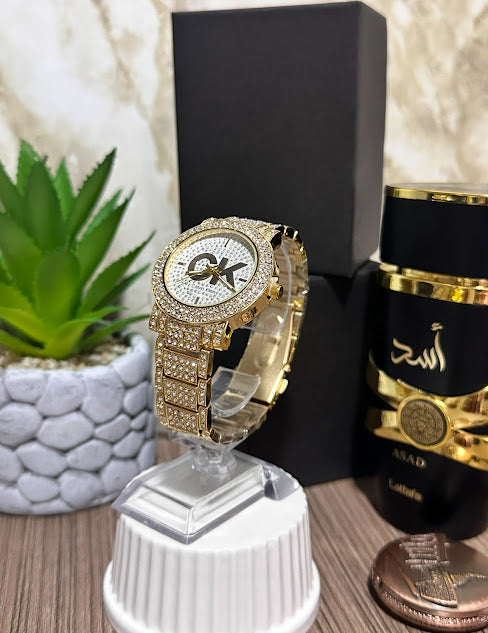 Reloj Diamantado Dorado CK - Variados