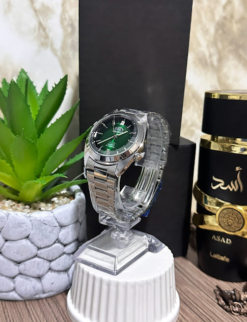 Orient Plateado Esfera Verde