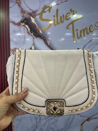 BOLSO DAMA DETALLES EN CADENA BLANCO