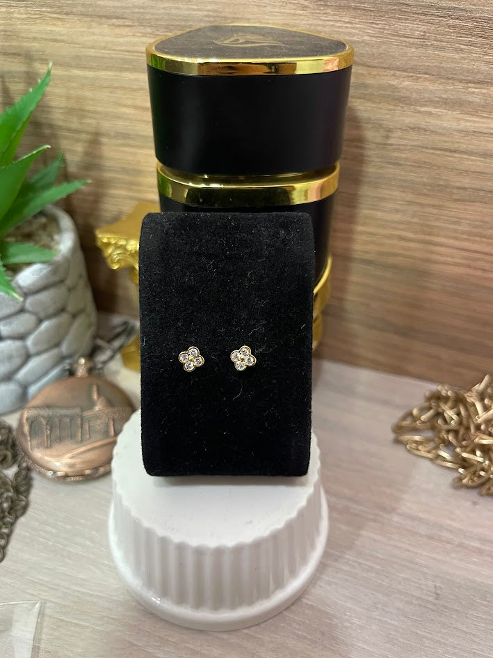 TOPO MINI FLOR 6MM CIRCON ORO LAMINADO