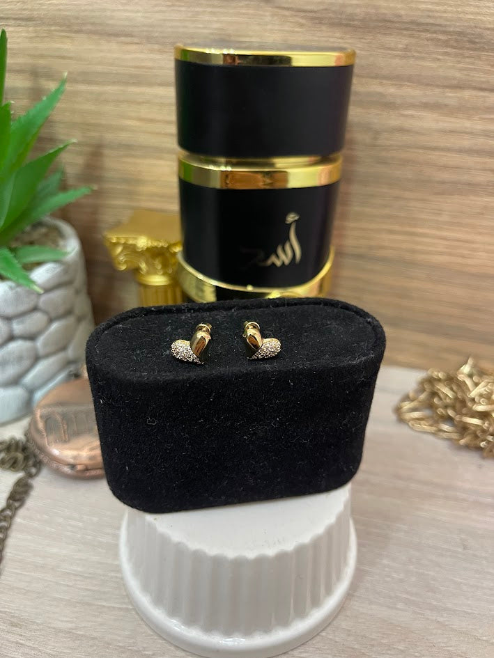 TOPO SEGURIDAD CORAZON LISO/CIRCON 10MM ORO LAMINADO
