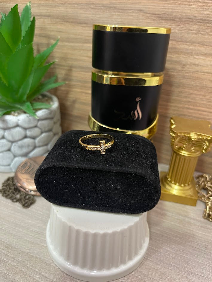 ANILLO CRUZ MICROCIRCON T9 ORO LAMINADO