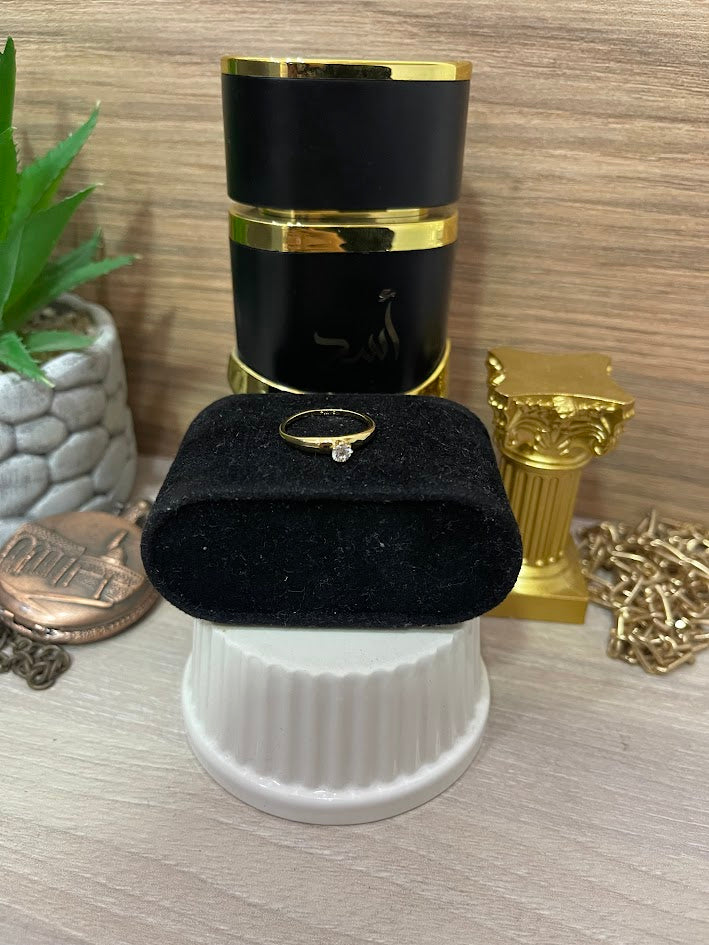 ANILLO SOLITARIO 1/2 CAÑA CIRCON T6 ORO LAMINADO
