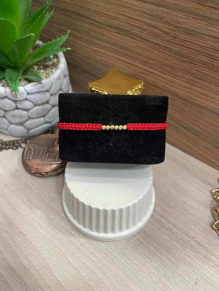 PULSERA TEJIDA BALIN 3MM ROJA ORO LAMINADO