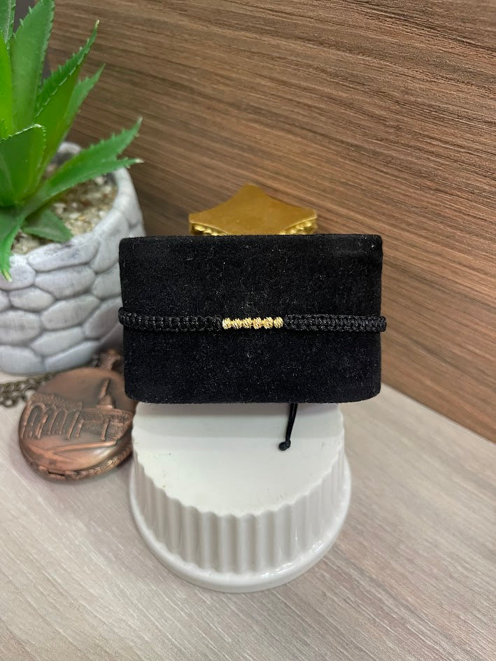 PULSERA TEJIDA BALIN 3MM NEGRA ORO LAMINADO