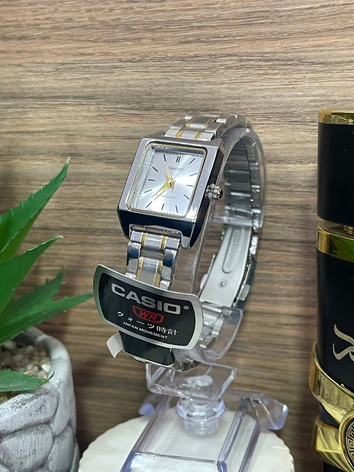 RELOJ CASIO DAMA BICOLOR CUADRADO