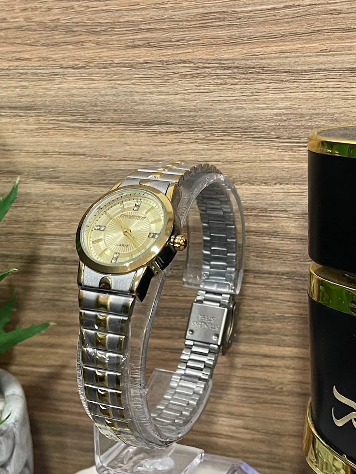 RELOJ CHAXIGO DAMA BICOLOR ESFERA DORADA