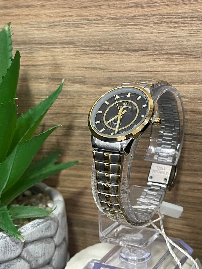 RELOJ CHAXIGO DAMA BICOLOR ESFERA NEGRA